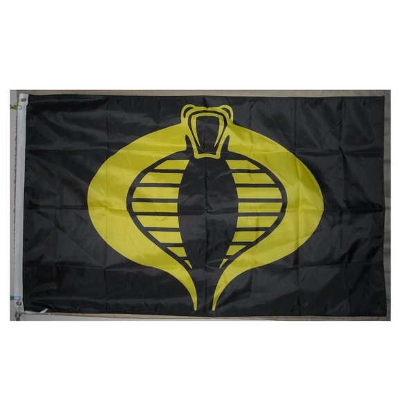 G.I. Joe Cobra 3'x5' horizontal Flag Banner Black & Yellow Destro Serpentor - Picture 1 of 2